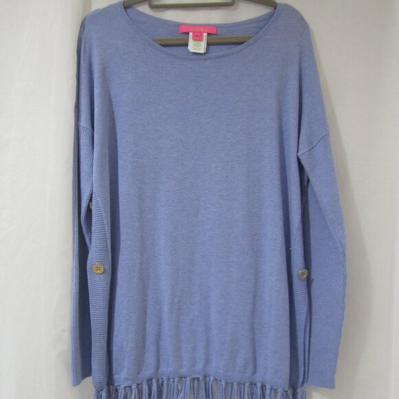 Lilly Pulitzer S Ramona Fringe Sweater Periwinkle Purple - Picture 4 of 9